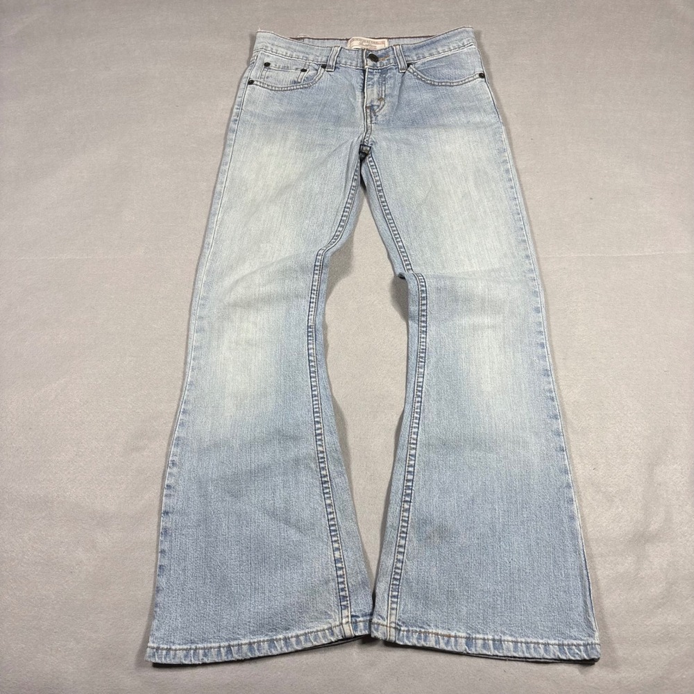 Levi Strauss Signature Womens Low Rise Flare Jeans Light Wash Stretch Denim 26"